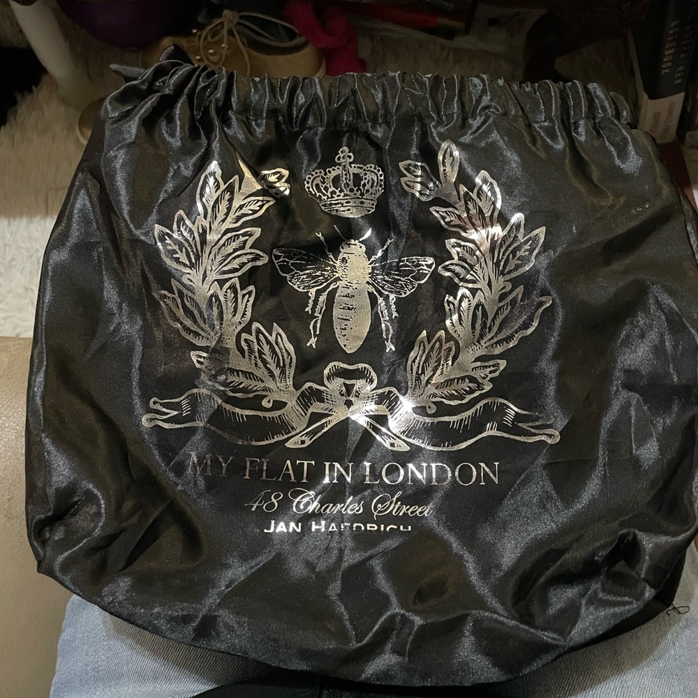 My Flat in London Black Cosmetic Bag with Silver Emblem